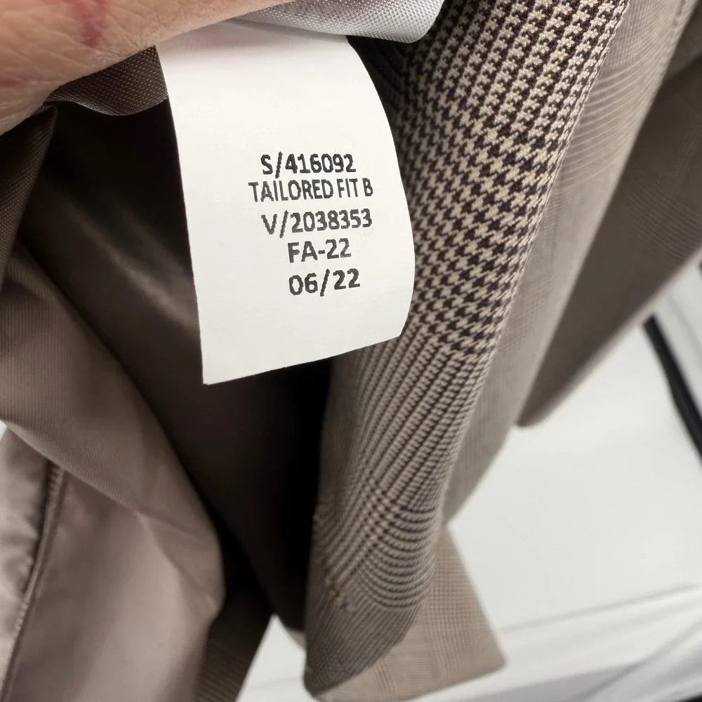Banana Republic Tailored Fit Plaid‎ Blazer Mens 46R Brown Single Breasted 0835